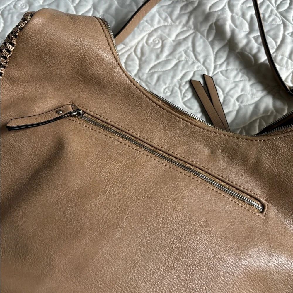 Ellen Tracy Tan Woven Shoulder Bag